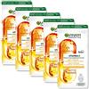 Garnier Maschera in Tessuto Ampolla Anti-Fatica Illuminante, Per Pelli Spente e Stanche, Estratto di Ananas e Vitamina C, Confezione da 5