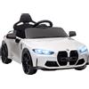 AIYAPLAY Macchina Elettrica per Bambini a Licenza BMW M4 con Telecomando, Clacson e Fari, 108x69.5x51 cm, Bianca
