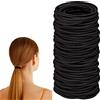 AMIGOGO 100 elastici per capelli da 4 mm, neri senza metallo, fascia elastica per coda di cavallo, supporto per capelli spessi e pesanti e ricci, accessori per acconciature per donne e ragazze, nero