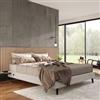 DEGHI Letto matrimoniale sommier 160x190 cm in tessuto crema con prese USB laterali - Columbus