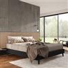 DEGHI Letto matrimoniale sommier 160x190 cm in tessuto nero con prese USB laterali - Columbus