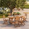 DEGHI Set pranzo tavolo allungabile 180/240x100 cm e 6 sedie pieghevoli in legno di acacia - Paja