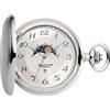 REGENT Orologio da tasca da uomo Savonnette con coperchio ribaltabile 50 mm al quarzo numeri arabi data fase lunare, argento