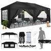 COBIZI Gazebo 3x6m Pieghevole con 6 Pareti Laterali, Gazebo 3x6 da Giardino Tendone Esterno Impermeabile con Protezione UV 50+, Altezze Regolabili,Gazebo Campeggio con Borsa da Trasporto, Nero