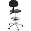 HJH Office 830103 Sedia da lavoro regolabile a un'altezza elevata TOP WORK 24 I Sgabello da lavoro Schiuma rigida Nero, comprese ruote e piedini