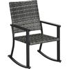 Outsunny Sedia a dondolo in rattan, da giardino, per balcone, terrazza, grigio, 62 x 75 x 95 cm