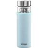 Xavax - Bottiglia in vetro "To go" con custodia in neoprene e filtro removibile, 450 ml, trasparente/azzurro pastello