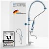 BE-GASTRO | Rubinetto professionale set di prelavaggio stoviglie per cucine di ristoranti Gruppo doccia con miscelatore monoforo, monocomando multigiro e Rubinetteria