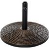 Outsunny Base per Ombrellone Rotonda in Plastica Effetto Rattan, Basamento da 25kg con Supporto per Pali da 35mm, 38mm, 48mm, Bronzo