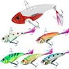 Senvenelec 6pcs (12g) esca da pesca 3D Eye, esca da pesca dura ViB, esca in metallo ViB, con setole di coda, con spille, design a doppio gancio.