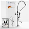 BE-GASTRO | Rubinetto professionale set di prelavaggio stoviglie per cucine di ristoranti Gruppo doccia con miscelatore monoforo, monocomando multigiro e Rubinetteria