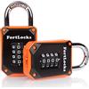 FortLocks Lucchetto Armadietto | Lucchetti con Combinazione a 4 Cifre per Palestra, Scuola, Lavoro, Scatole di Stoccaggio, Garage, Capanno, Cancelli e Altro | Confezione da 2, Arancione
