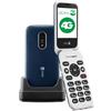 Doro 6820 4G Telefono Cellulare per Anziani - Conchiglia - Sportellino - Mini Telefono - Tasti Numerici Parlanti - Fotocamera - Tasto SOS - Base Ricarica - Telefonia - Telefonino (Blu)