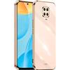 HONLEN Custodia per Redmi Note 9S / Note 9 Pro (6.67 Inches), Cover Morbida in Silicone TPU, Design del Telaio Galvanico - Rosa