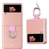 TEYYOS Cover per Samsung Galaxy Z Flip 4, Custodia PC con Fibbia ad Anello, Case con Portachiavi - Oro Rosa