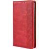 TANYO Cover Custodia Folio in Pelle per Motorola Moto E7 Plus, Premium PU/TPU Portafoglio Case con Slot per Schede, Flip Wallet Libro - Rosso