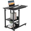 Dripex Scrivania per Computer con Ruote Tavolino 80x40x89 cm Altezza Regolabile Tavolo PC Salvaspazio Mobile per Laptop con Ripiani per comodino, tavolino da caffè, camera da letto (Nero)