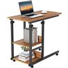 Dripex Scrivania per Computer con Ruote Tavolino 80x40x89 cm Altezza Regolabile Tavolo PC Salvaspazio Mobile per Laptop con Ripiani per comodino, tavolino da caffè, camera da letto (Marrone Scuro)