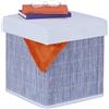 Relaxdays Pouf Contenitore, Sgabello Pieghevole in bambù, Poggiapiedi Imbottito, HxLxP: 35 x 35 x 35 cm, Grigio Bianco