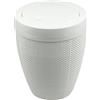 Addis Pattumiera rotonda in finta iuta, con coperchio basculante, in plastica, per bagno, camera da letto, casa, ufficio, capacità 5 litri, bianco pulito