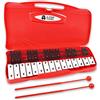 A-Star Xilofono Glockenspiel cromatico soprano a 25 note in custodia rossa con tasti neri/bianchi e due battitori in plastica - 2 ottave da G5 a G7