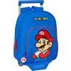 Safta Super Mario Play - Zaino per bambini con carrello 705, ideale per bambini di diverse età, comodo e versatile, qualità e resistenza, 28 x 10 x 34 cm, colore: blu/rosso, blu/rosso, Estándar,