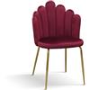 PAZZO DESIGN Sedia Sissi Bordeaux set da 4 in velluto e gambe in metallo