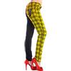 Ro Rox Banned Pantaloni Attillati metà Scozzesi a Quadri da Donna Split Emo Punk Moda Alternativa, Giallo, S