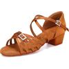 VCIXXVCE Bambina Scarpe da Ballo Latino Americano Marrone con Tacco Basso 3cm Salsa Scarpe da Ballo da Sala, 32 EU