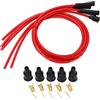 Akozon Set di Cavi per Candele di Accensione, Set di Cavi di Accensione per Candele in Silicone da 1 M Cavo di Accensione per Auto Rosso per Cavi per Candele di Auto D'epoca a 4 Cilindri