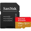 SanDisk Extreme 256 GB microSDXC Memory Card + SD Adapter with A2 App Performance + Rescue Pro Deluxe, Up to 160 MB/s, Class 10, UHS-I, U3, V30, Red/Gold