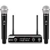 D Debra UHF UBR-102 microfono senza fili con doppio microfono cordless portatile, portata 80m, anti-rumore, per chiesa, riunioni, karaoke, matrimoni (2 microfono portatile)