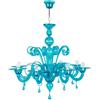 Cristalleria Murano Costiera - Lampadario in vetro Murano Azzurro mare con gocce pendenti