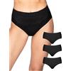 Intimidea - 3 Slip Midi Donna con Lavorazione Jacquard sotto Il Cinturino Art. 311749 (S/M, Nero)