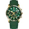 RORIOS Casuale Orologio Uomo Cronografo Luminoso Orologio da Polso Analogico Quarzo Orologio con Cinturino di Silicone Sportivo Orologio per Uomo Verde oro