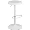 Baroni Home Sgabello Girevole Senza Schienale, Altezza Regolabile, in PP Seat e in Acciaio, Per Sala da Pranzo, Cucina, Bar, Leggero e Motaggio Facile, 39x36x55-76 cm, Bianco,1 Pezzo