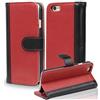 Cadorabo Custodia per Apple iPhone 6 / iPhone 6S Custodia di Libro di Finta-Pelle BICOLORE in ROSSO NERO - con Vani di Carte e Funzione Stand - Portafoglio Cover Case Wallet Book Etui Protezione