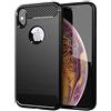 Cadorabo Cover per Apple iPhone X/XS in NERO SPAZZOLATO - Cover per Cellulare Realizzata in Silicone TPU in Acciaio Inox Fibra di Carbonio - Cover Protettiva Custodia Morbida Ultra Sottile