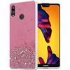 Cadorabo Custodia Compatibile con Huawei P20 Lite 2018 / Nova 3E in Rosa con Glitter - Custodia Protettiva in Silicone TPU con Glitter Scintillanti - Ultra Slim Back Cover Case