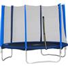 HOMCOM Tappeto Elastico per Bambini e Adulti con Rete di Sicurezza Pali Imbottiti, Trampolino da Giardino, 244x244x205, Blu e Nero