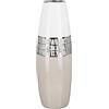 GILDE Vaso decorativo per erba della pampa, vaso conico in ceramica, decorazione soggiorno, regalo per donne, compleanno, festa della mamma, colore: bianco, argento, beige, altezza 36 cm