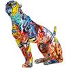 Casablanca modernes Design Casablanca - Statuetta decorativa a forma di ghepardo in resina con motivo a graffiti di street art, multicolore, altezza 33 cm