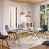 DEGHI Tavolo da pranzo 200x100 cm top effetto rovere bianco 38 mm e gambe a X 8x4 in acciaio cromo - Luxio