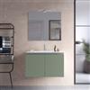 DEGHI Mobile bagno sospeso con 2 ante 80 cm verde cemento con lavabo in ceramica e specchio - Cuki