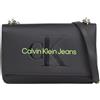 Calvin Klein Jeans Borsa a Tracolla Donna Sculpted Flap Media, Nero (Black/Dark Juniper), Taglia Unica