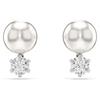 Swarovski Orecchini a lobo Matrix, Crystal Pearl, Taglio Round, Bianchi, Placcato rodio