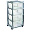 Stefanplast Libera 4 Cassettiera a 4 Scomparti con Ruote, Grigio/Trasparente, cm 40x40x80h