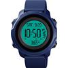 FeiWen Unisex Termometro Orologi da Polso da Uomo e Donna Impermeabili Outdoor Militare LED Digitali Doppio Tempo Allarme Multifunzione Sportivi Orologio Plastica Cassa e Gomma Banda (Blu Bianco)