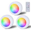 Leikurvo Faretto LED RGB alimentato a batteria con telecomando, 16 colori che cambiano colore, illuminazione per armadio, dimmerabile, senza fili, con timer e funzione memoria, per cuscinetti adesivi