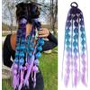 PORSMEER Extension per Treccine Africane viola scuro/blu/azzurro 60cm colorato bolla coda di cavallo estensioni per intrecciare,Estensioni dei capelli sintetici a coda di cavallo sirena per le donne